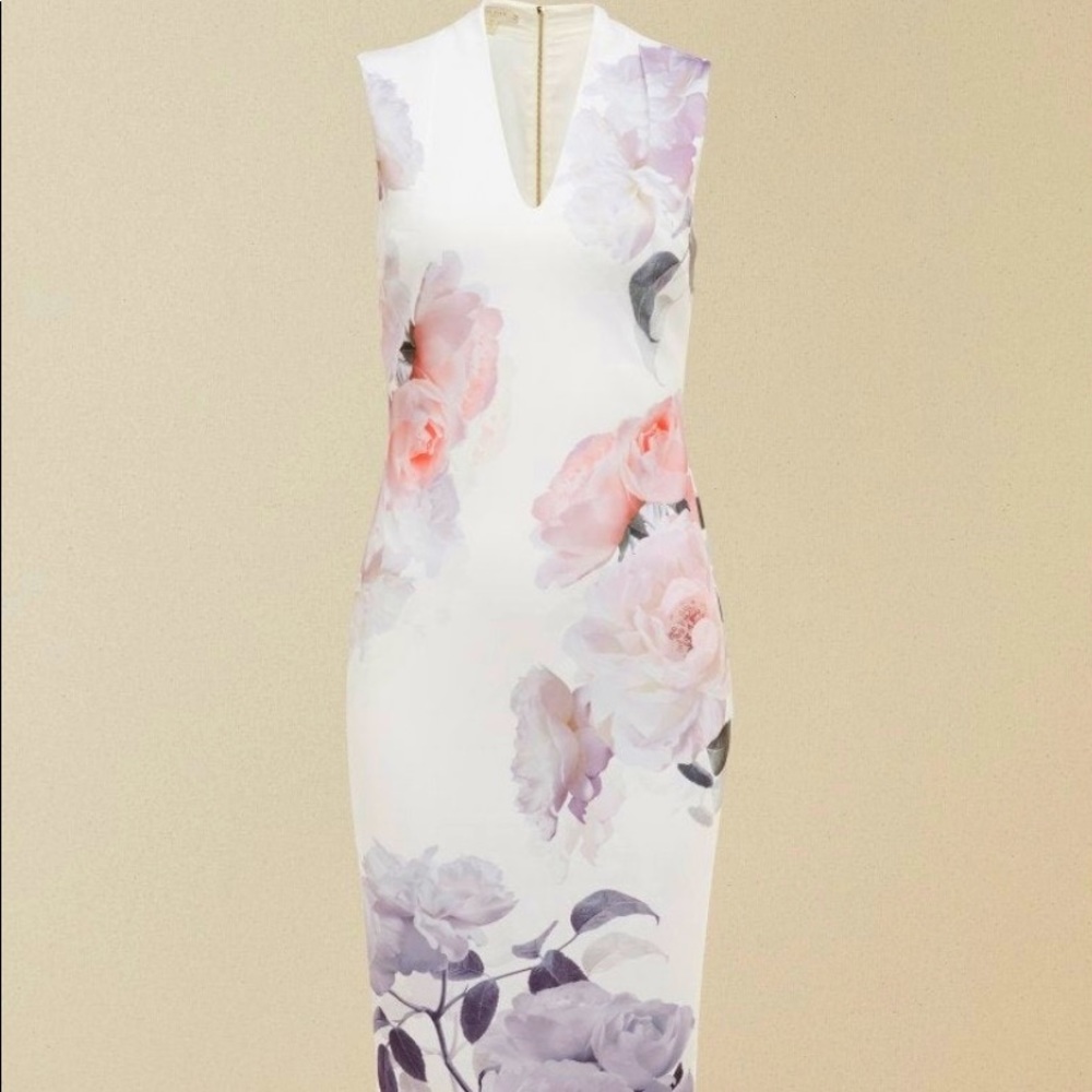 Ted Baker Ivory Marah Bouquet Body-con Casual Dress